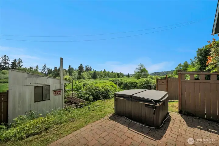 Lower patio with access to basement.