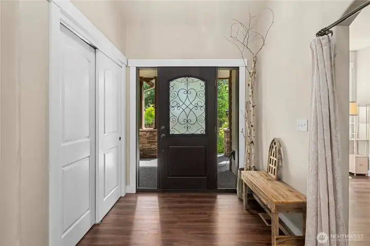 Entry way is naturally bright with lots of storage