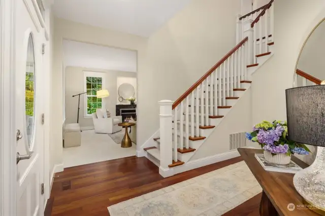 Entry way looking to living room.