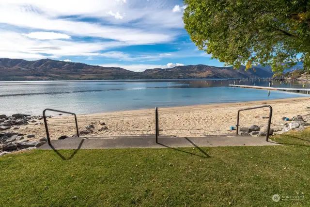 Private community park has beachfront access