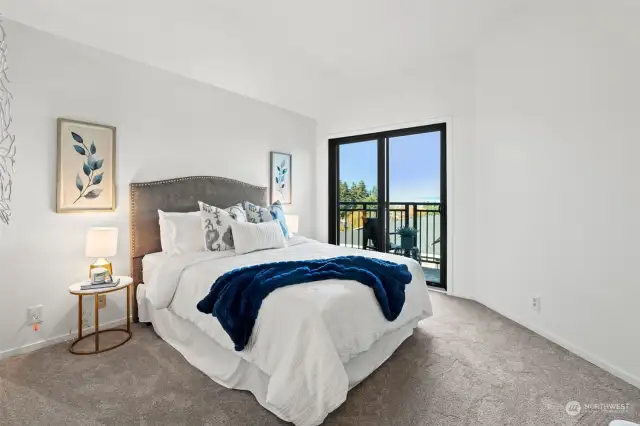 Primary bedroom with view deck.