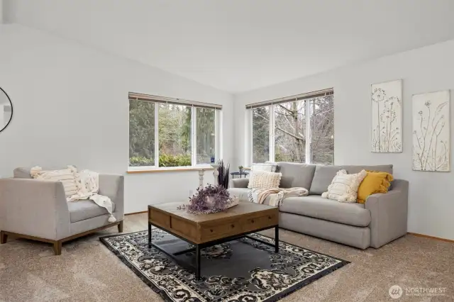 Large windows enhance the cozy primary living room with abundant natural light.