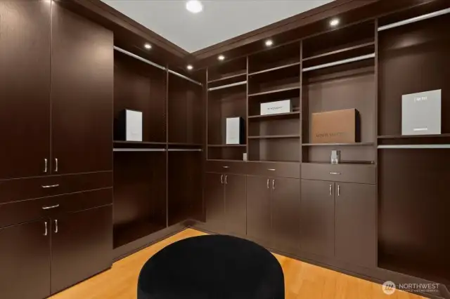 Primary's custom walk-in closet.