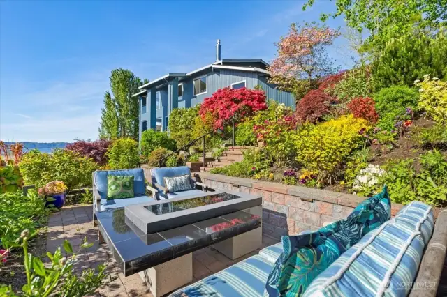 One of many seating areas in the garden.