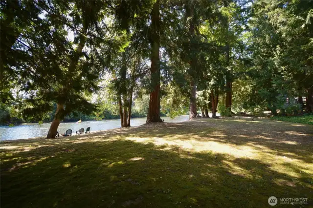 Fully fenced back yard to protect access to river. added security for littles ones and animals.