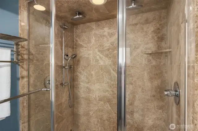 Luxurious steam shower.
