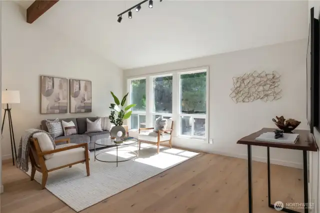 Family room adjacent to kitchen.