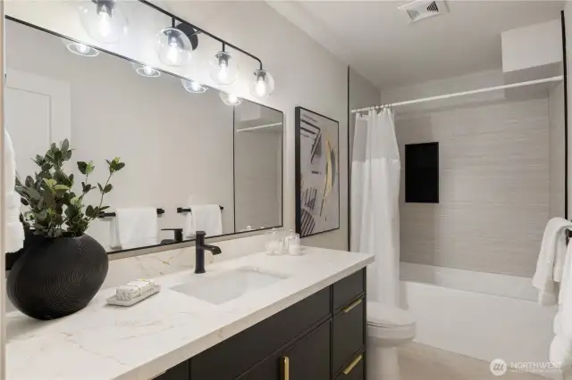 Full updated hall bath on lower level.