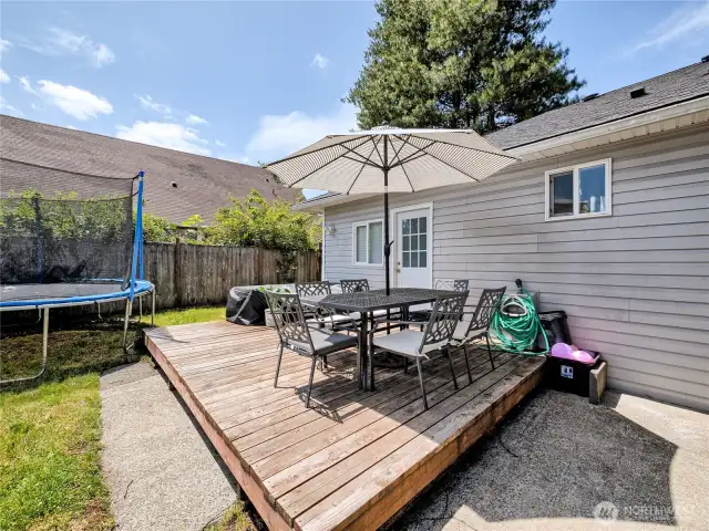 Back patio ideal for summer BBQs and relaxation