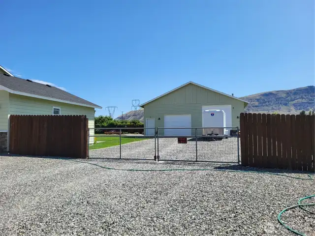 View of Shop, Extended Fenced Driveway