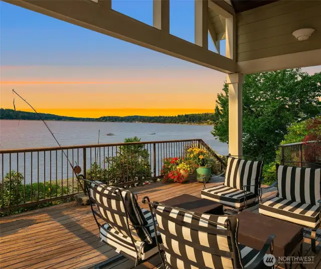 Wrap around covered deck allows for options.