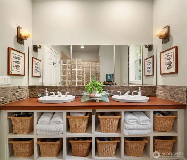 Primary bath has spacious shower