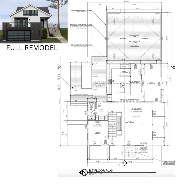 THIS IS RENDERING REPRESENTS THE RENOVATION OF EXISTING STRUCTURE OPTION. Main level Floorplan