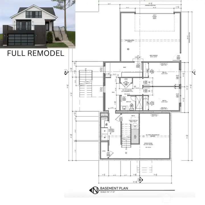 THIS IS RENDERING REPRESENTS THE RENOVATION OF EXISTING STRUCTURE OPTION. Basement floorplan