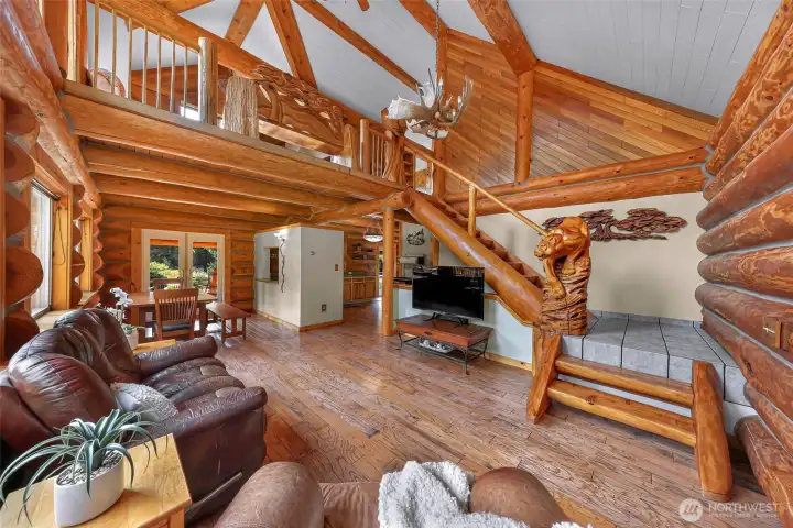 Custom wood carvings throughout