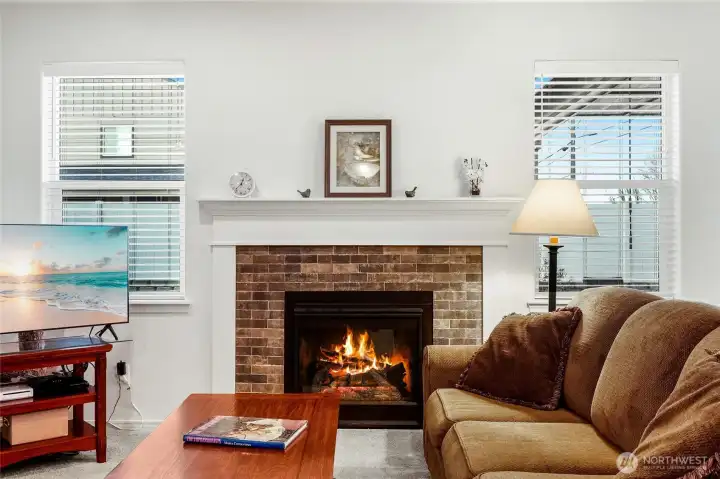 Here's the surprise!  A propane fireplace, where you'll never have to split wood again! All you need is to pay the friendly gas guy a "few bucks" to keep your propane supply up.