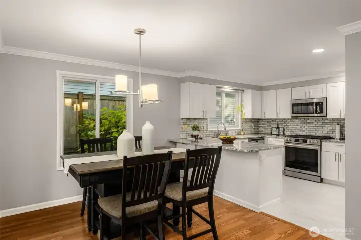 Dining area, plus eating space at the bar
