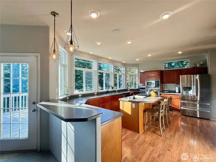 Chefs and entertainers alike will marvel at this lovely kitchen with tons of natural light and counter space galore! We all know that everyone tends to gravitate towards the kitchen and with this much space, entertaining is both easy and comfortable!
