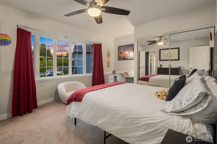 Two bedrooms feature built in desks.