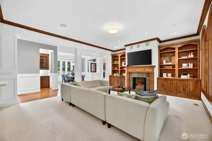 Built In Cabinetry houses an Integrated multi-zone Sound System