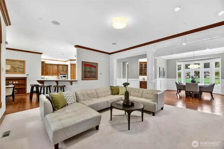 Kitchen connection to this lively space