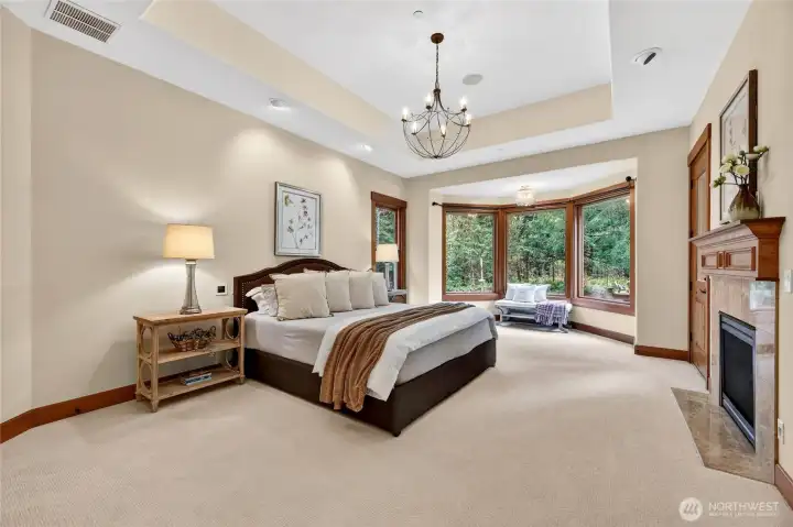 Luxurious main floor Primary Suite with Fireplace