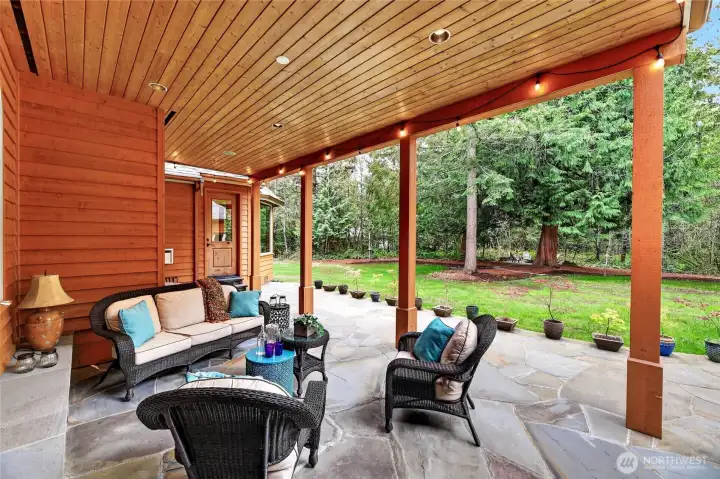 Gorgeous covered Flagstone Patio area - a year round favorite spot