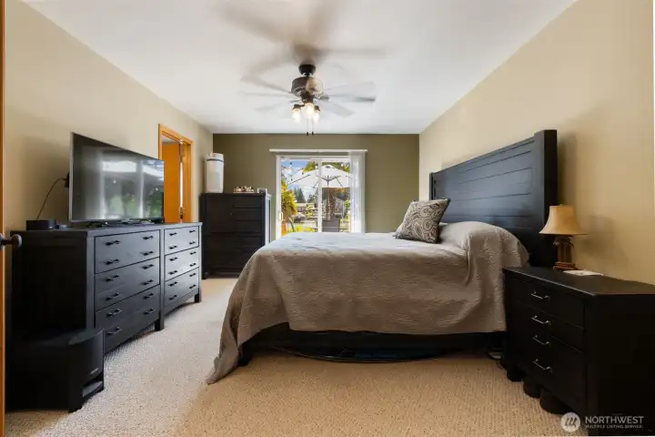 Primary bedroom with lake views