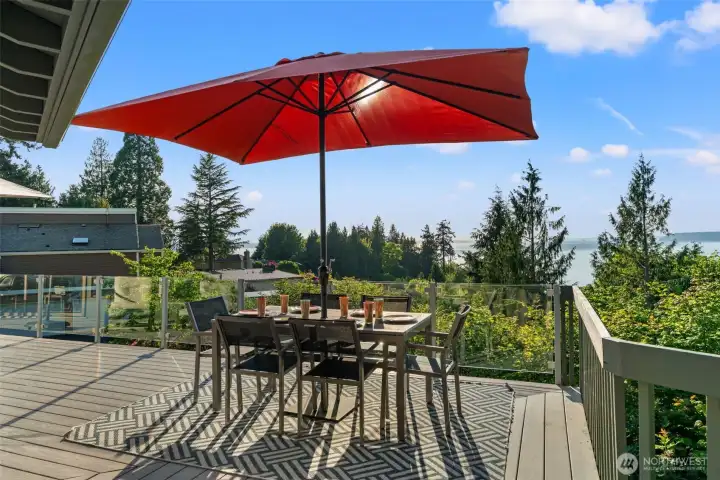 The expansive view deck is the perfect place to entertain or wind down after a long day.