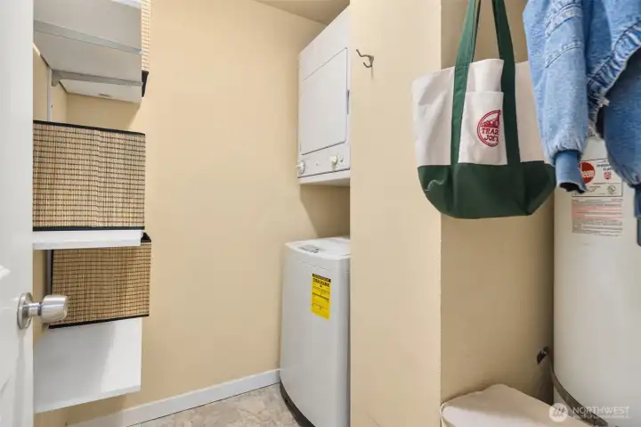 In unit Washer & Dryer. Plus additional storage.