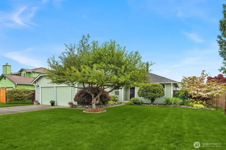 Beautiful, mature landscaping greets you at this 4-bedroom rambler on a level lot. Beautiful, mature landscaping greets you at this 4-bedroom rambler on a level lot.