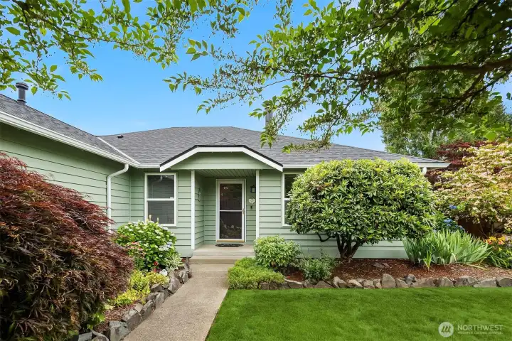Just two stairs to reach your front door, a great feature if you are looking to age in place. Note: the 50-year composition roof is new. Just two stairs to reach your front door, a great feature if you are looking to age in place. Note: the 50-year composition roof is new.