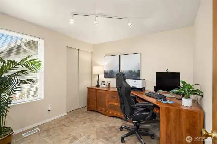 The fourth bedroom is currently being utilized as an office; it is located just off the foyer. The fourth bedroom is currently being utilized as an office; it is located just off the foyer.