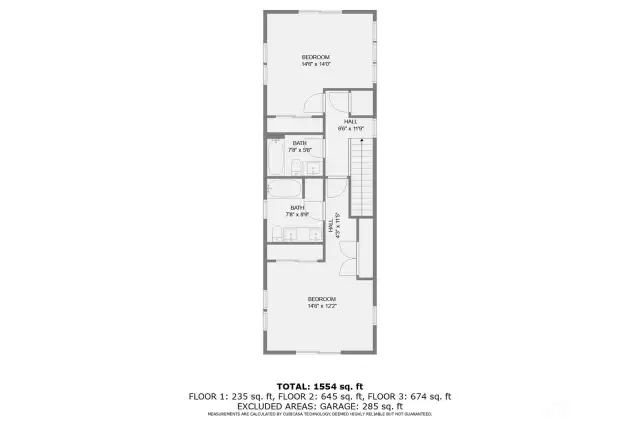 Upper level bedrooms and baths (third floor).