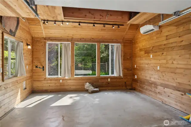 Inside the detached heated art studio/ workspace