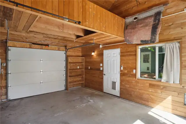 Loft area offers additional storage