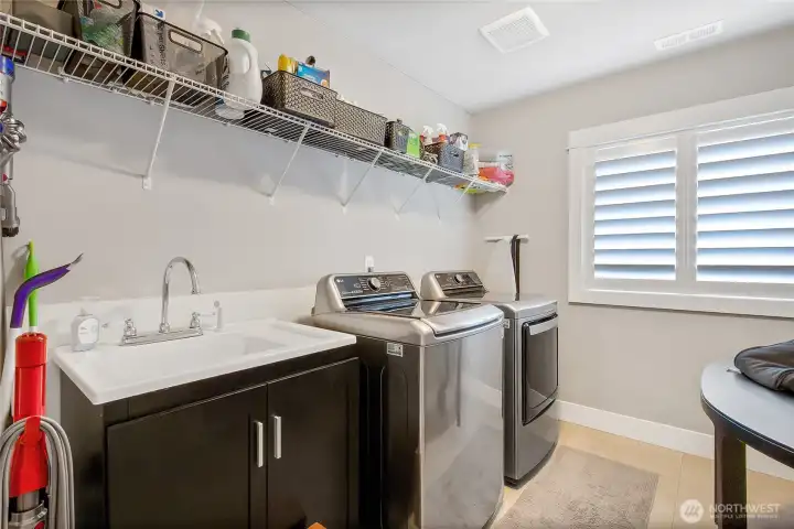 Laundry room with utility sink on upper level