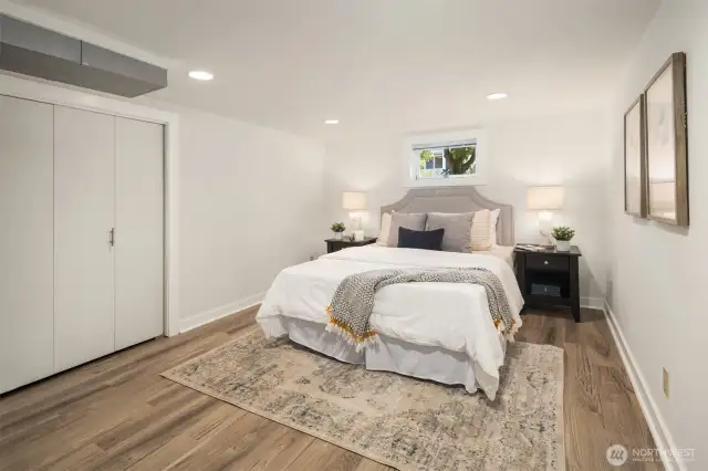 Spacious basement level bedroom