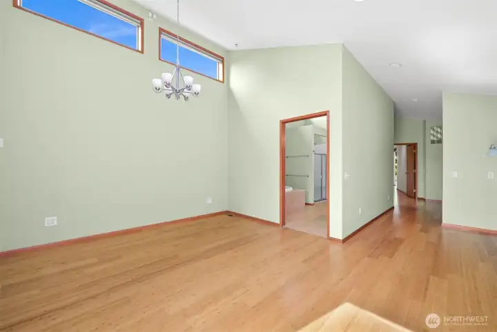 Roomy primary bedroom.