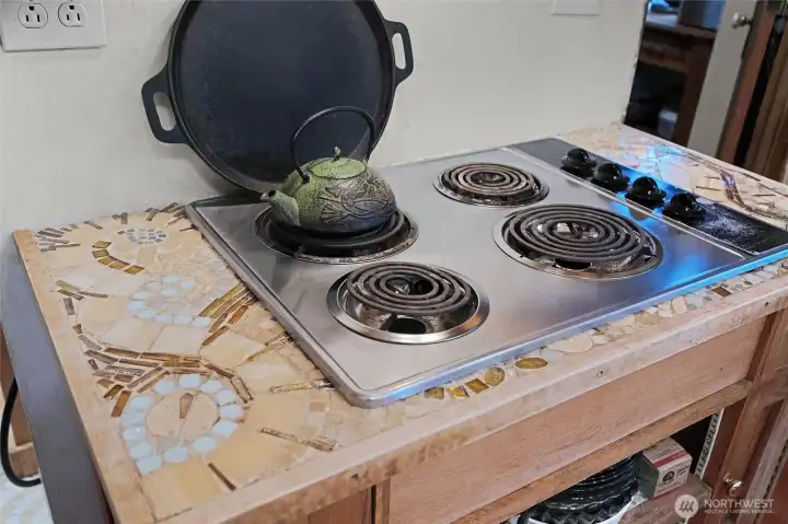 Custom mosaic work throughout this home.