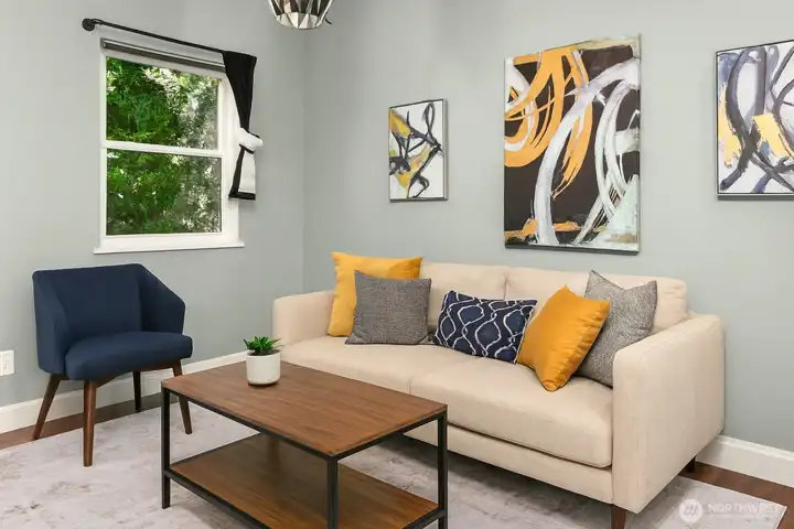 Virtually Staged alternative design for the upper area of the home.