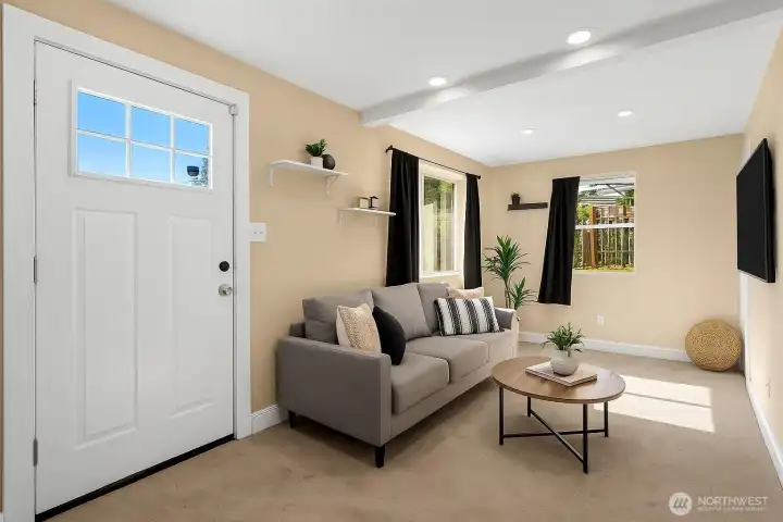 Virtually Staged living room concept.  Or, bring your desk and set up a bright office space.