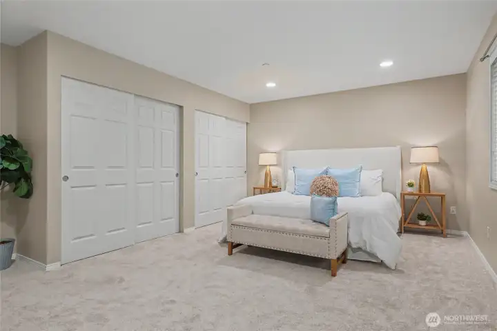 Primary bedroom suite can accommodate a king size bedroom suite.