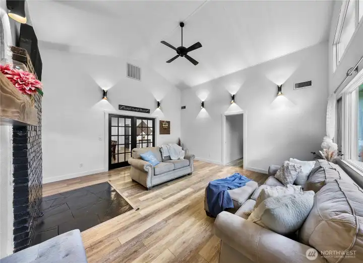 Bright and open living space with new custom lighting features