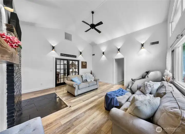 Bright and open living space with new custom lighting features