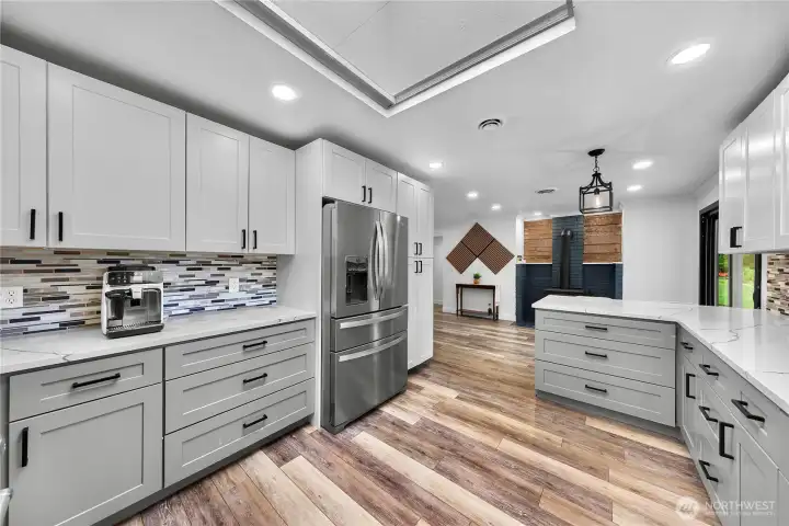 Fully remodeled kitchen in 2022 all new stainless steel appliances, soft close cabinets and so much storage!