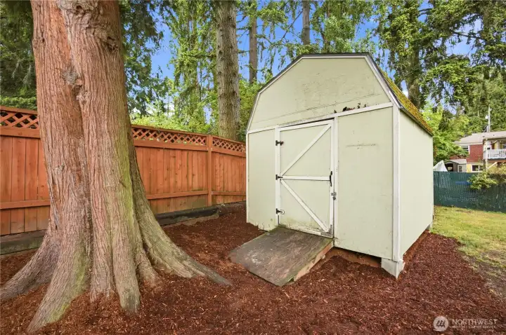 A look at the detached storage shed.