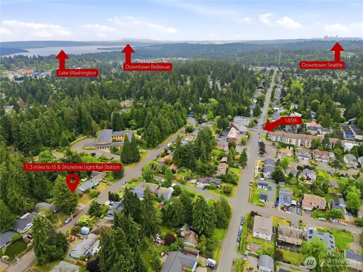 The property is located just north of 145th near multiple schools, parks and 1.3 miles to I5 and the new Shoreline Light Rail Station. It's also close to Bothell Way for easy access to Bothell and the Eastside via 405.
