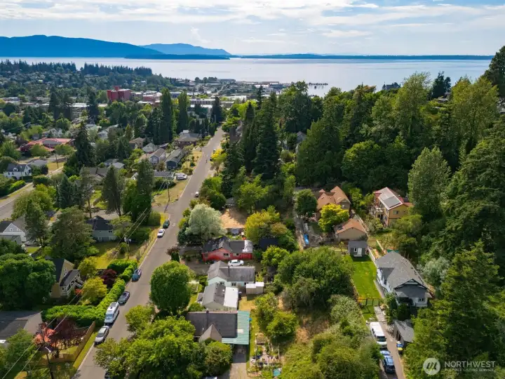 Looking west - southwest to Fairhaven, Bellingham Bay, Lummi Island and Orcas Island