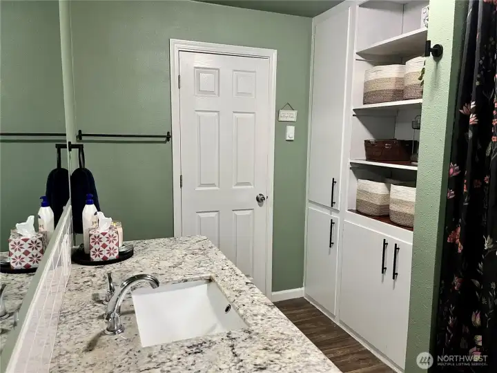 Ample storage in the main bath
